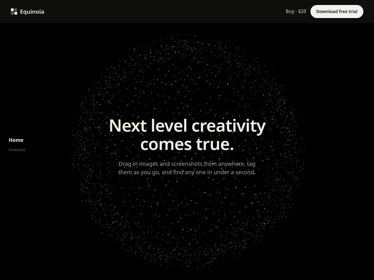 Landing-page snapshot of equinoia.com
