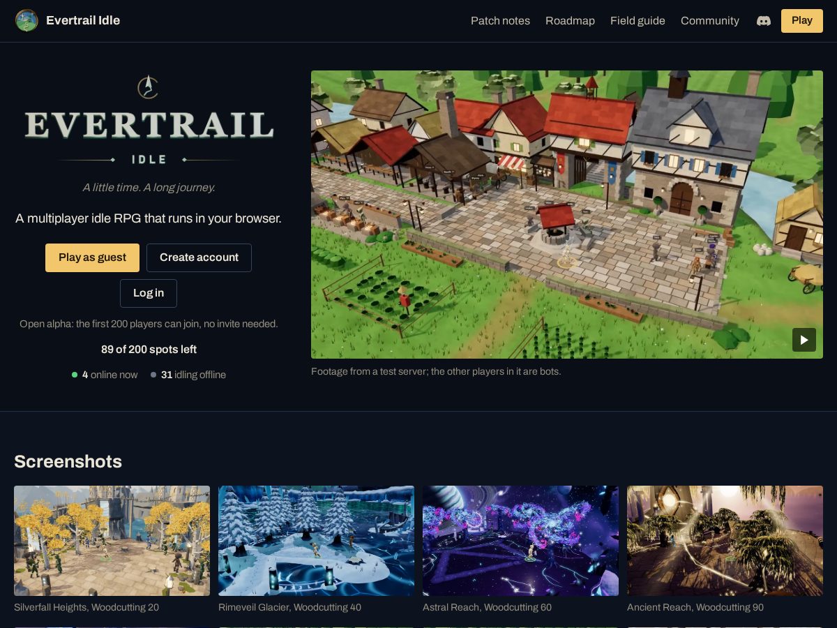 Landing-page snapshot of evertrailidle.com