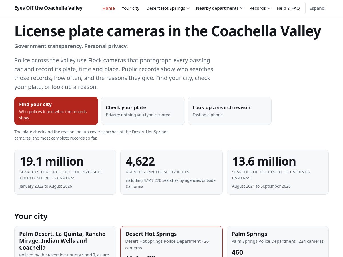 Landing-page snapshot of eyesoffcv.com