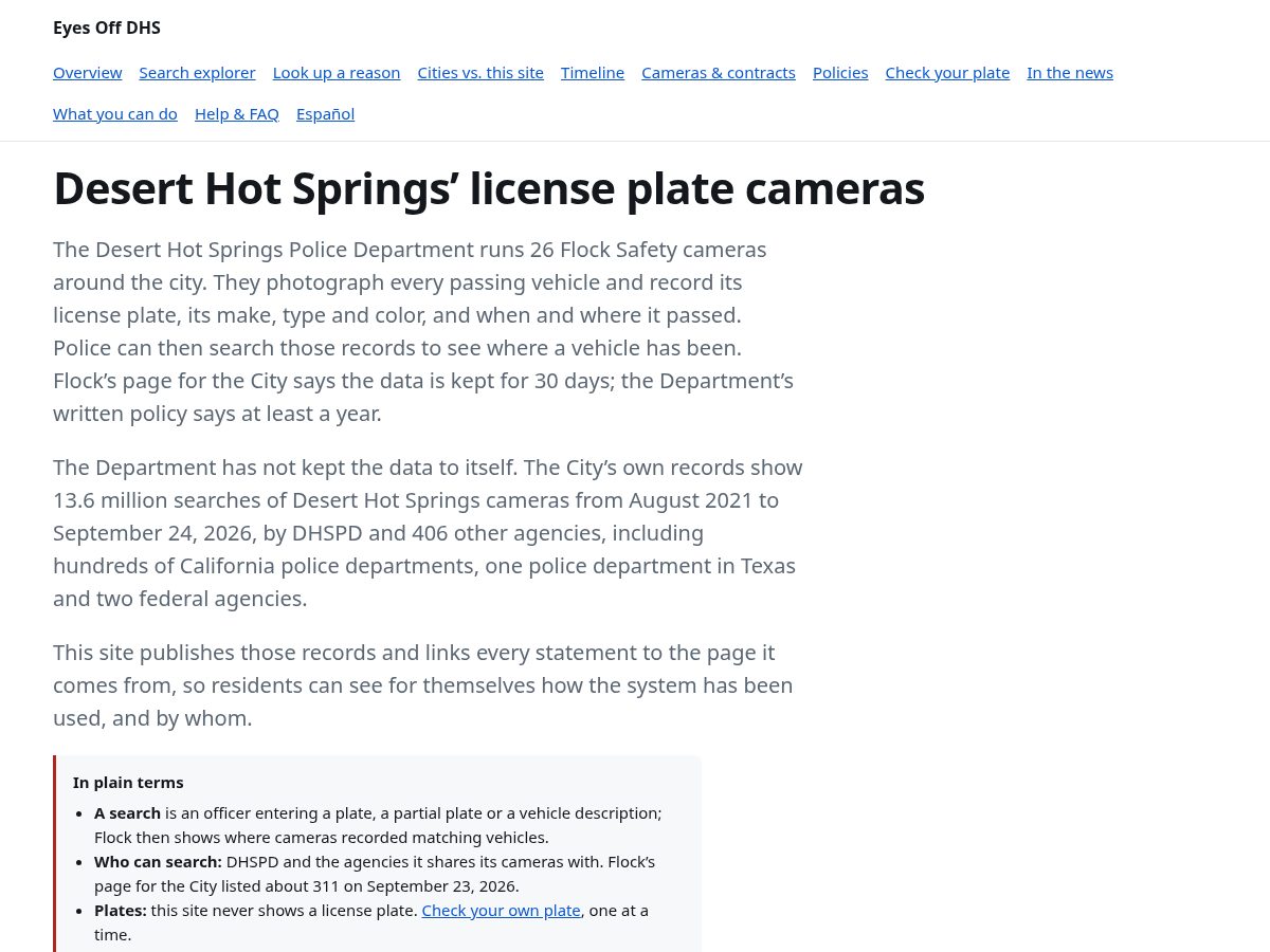 Landing-page snapshot of eyesoffdhs.com