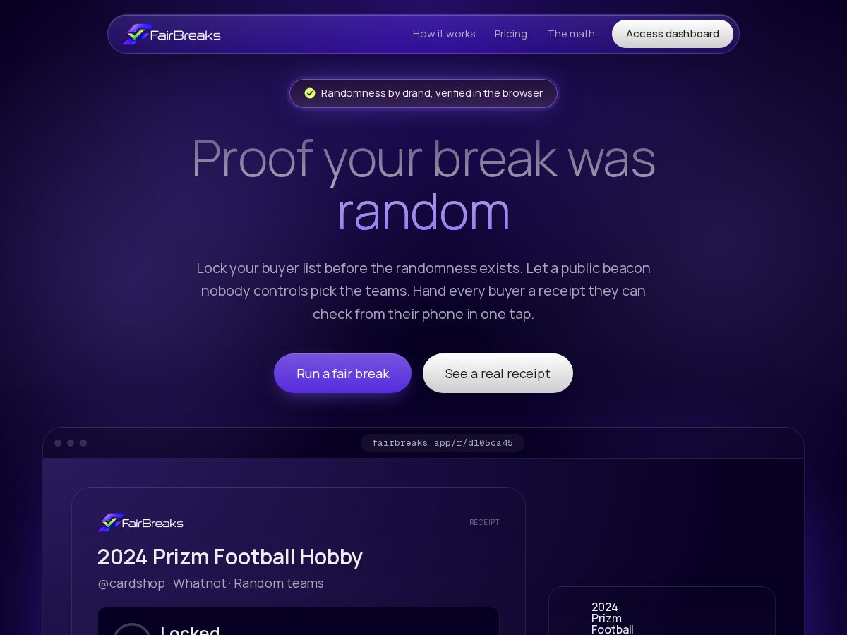 Landing-page snapshot of fairbreaks.fun