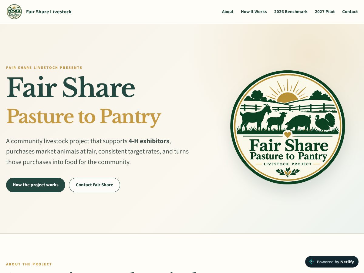 Landing-page snapshot of fairsharelivestock.com
