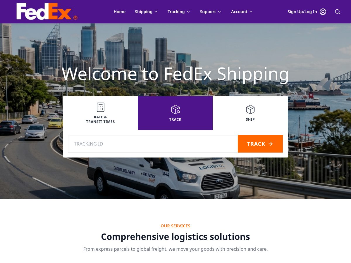 Landing-page snapshot of fdxshipping.com