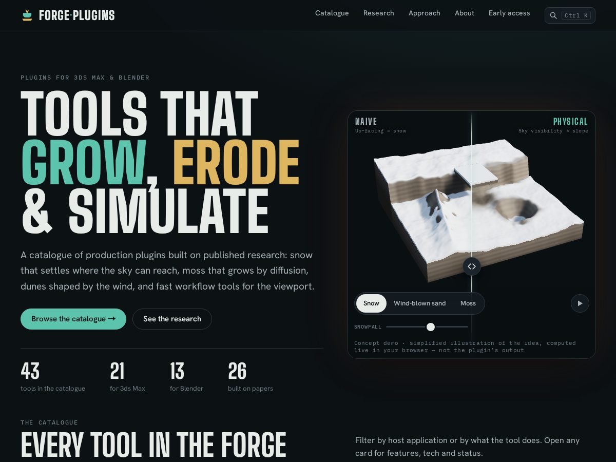 Landing-page snapshot of forgeplugins.tech