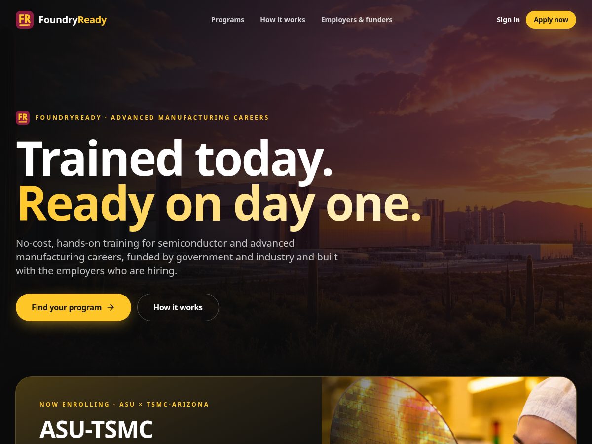 Landing-page snapshot of foundryready.org