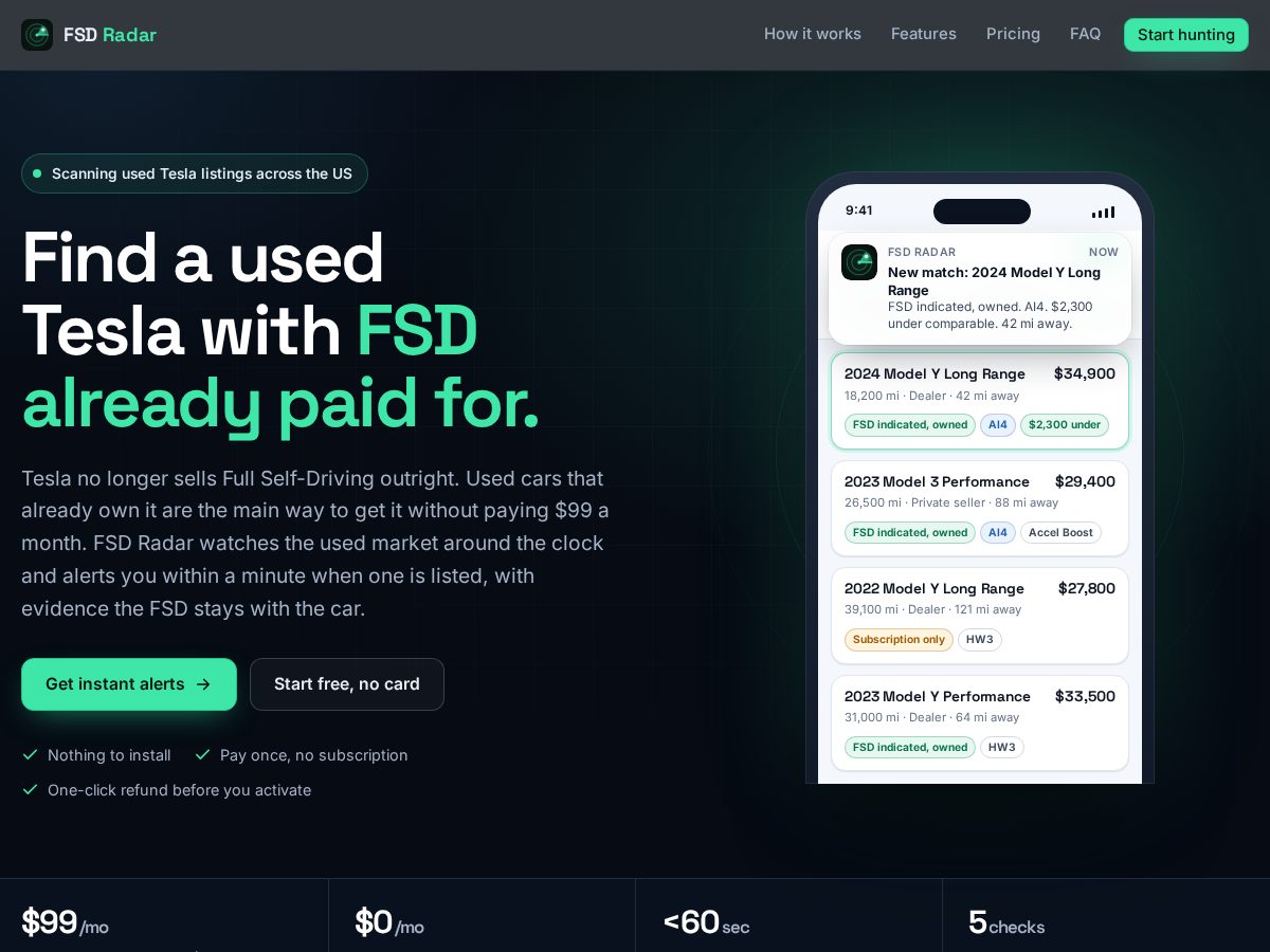 Landing-page snapshot of fsdradar.com