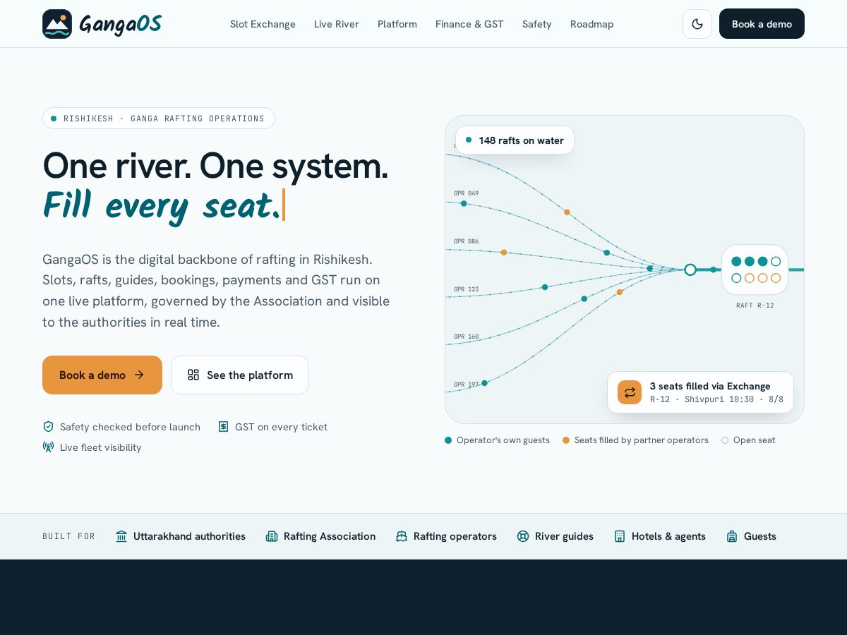 Landing-page snapshot of gangaos.com