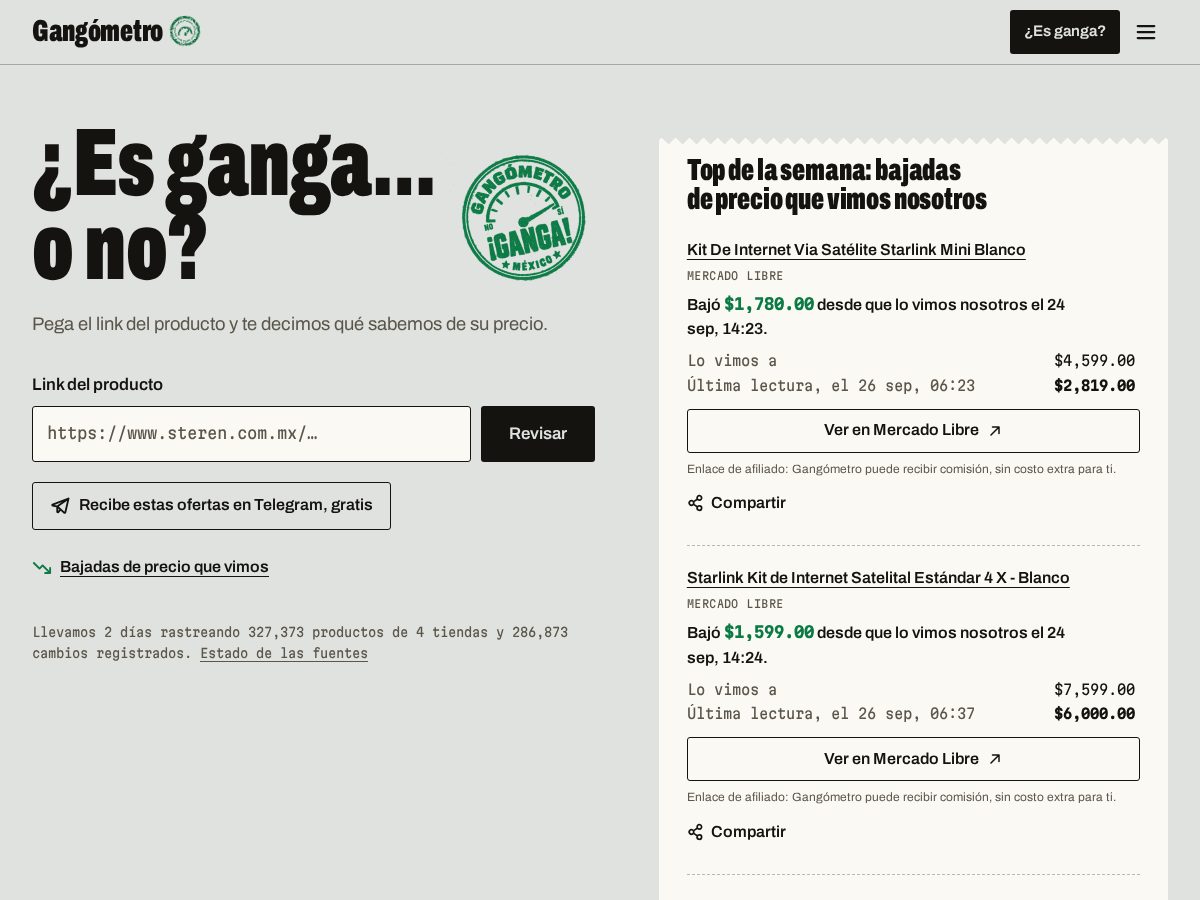Landing-page snapshot of gangometro.com