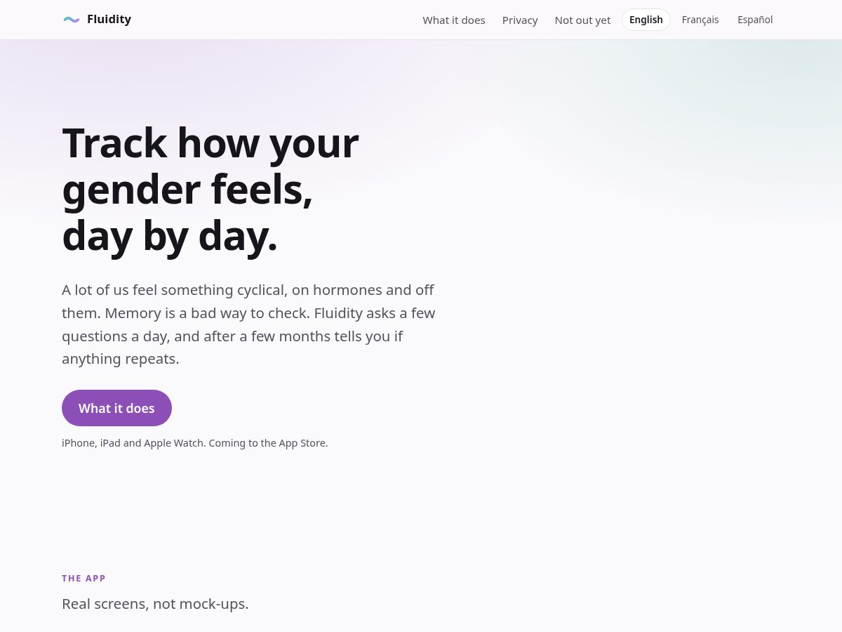 Landing-page snapshot of genderfluidity.app