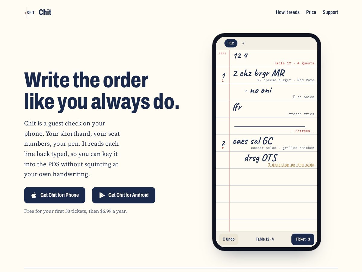 Landing-page snapshot of getchit.app