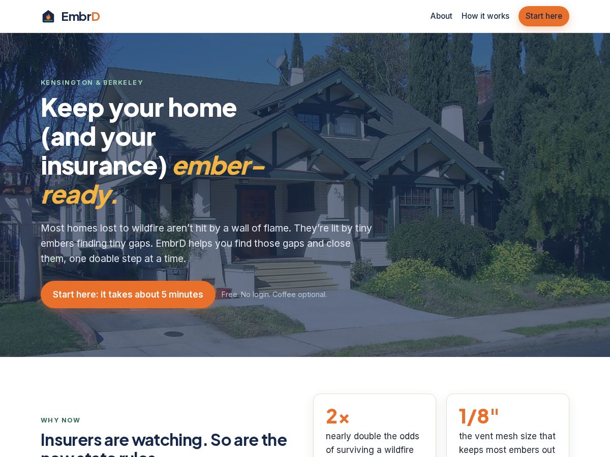 Landing-page snapshot of getembrd.com