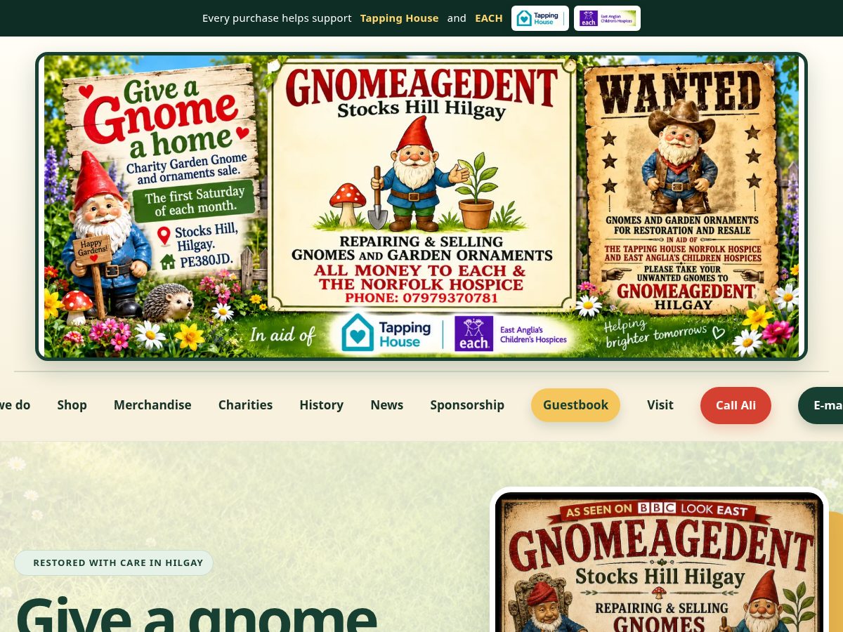 Landing-page snapshot of gnomeagedent.com