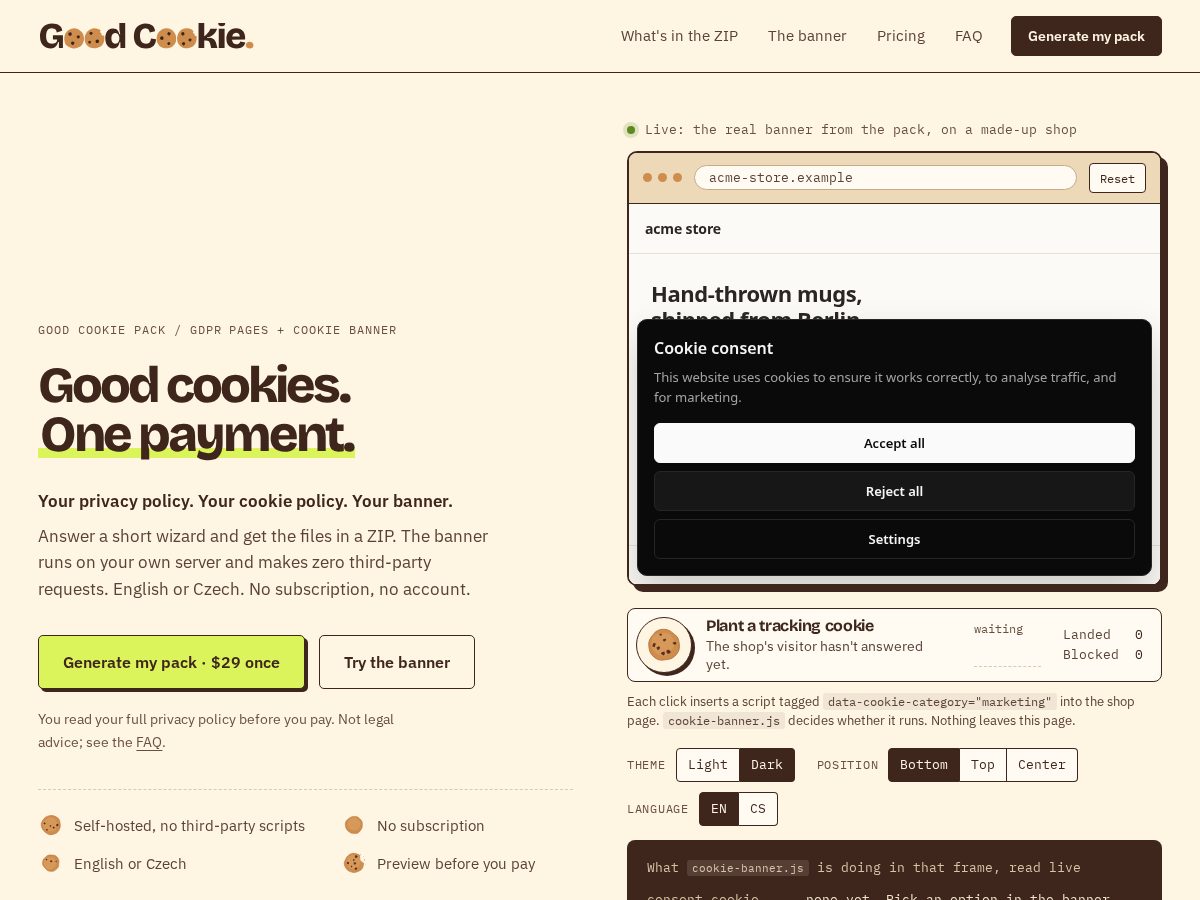 Landing-page snapshot of goodcookie.app