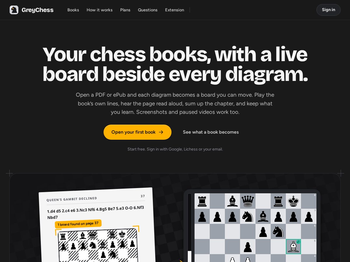Landing-page snapshot of greychess.com