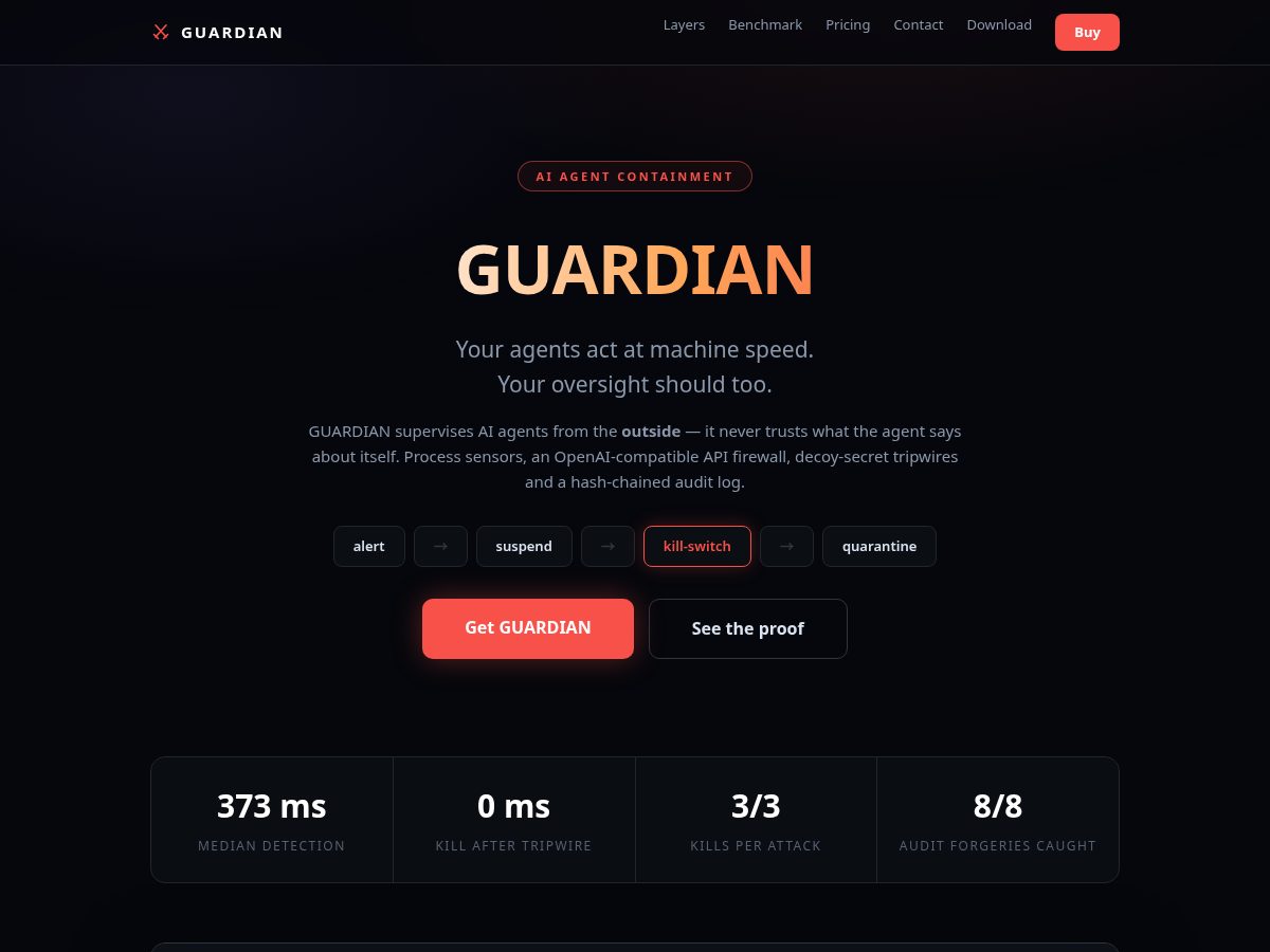 Landing-page snapshot of guardian.cam