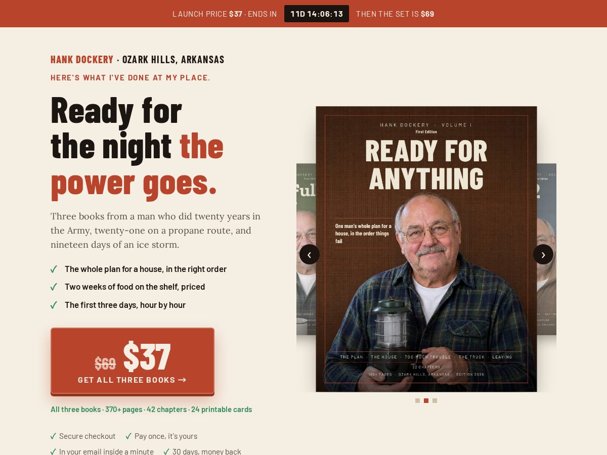 Landing-page snapshot of hankdockery.com