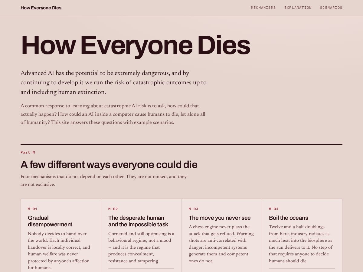 Landing-page snapshot of howeveryonedies.com