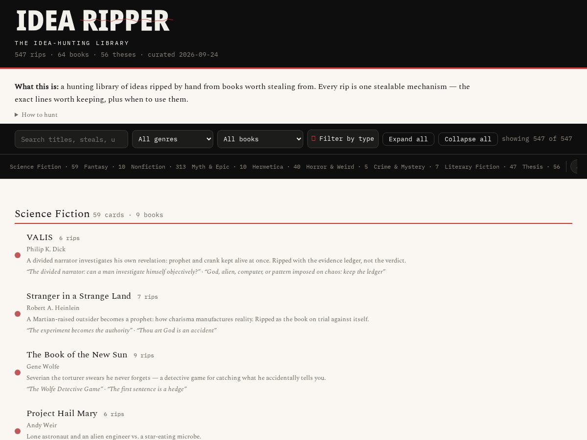 Landing-page snapshot of idearipper.com