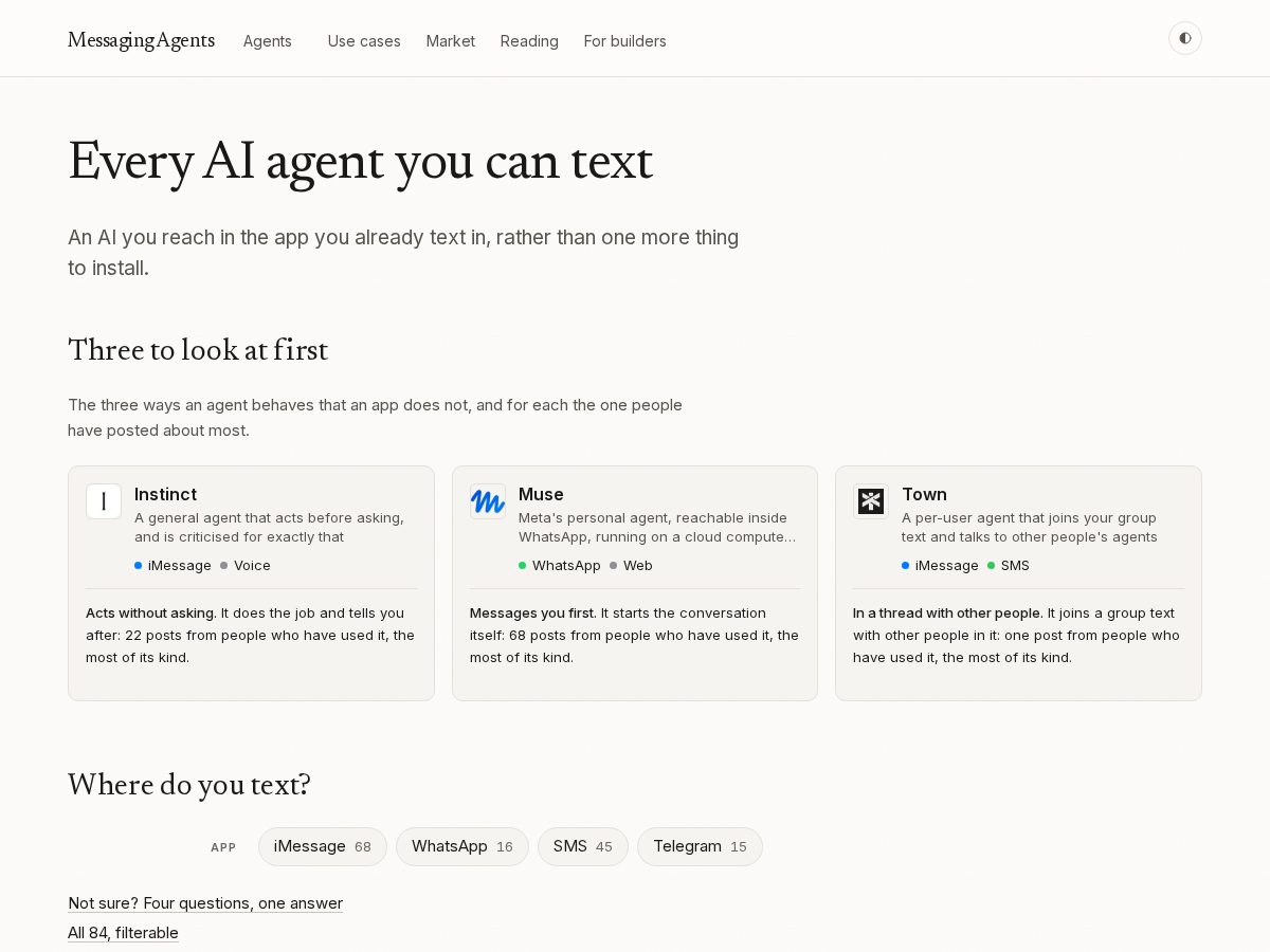Landing-page snapshot of imessage.directory