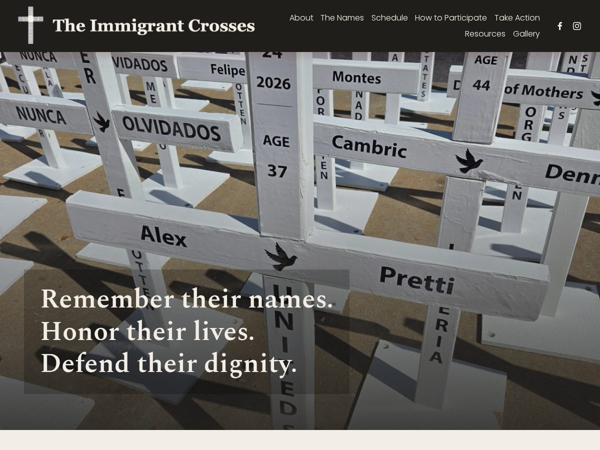 Landing-page snapshot of immigrantcrosses.com