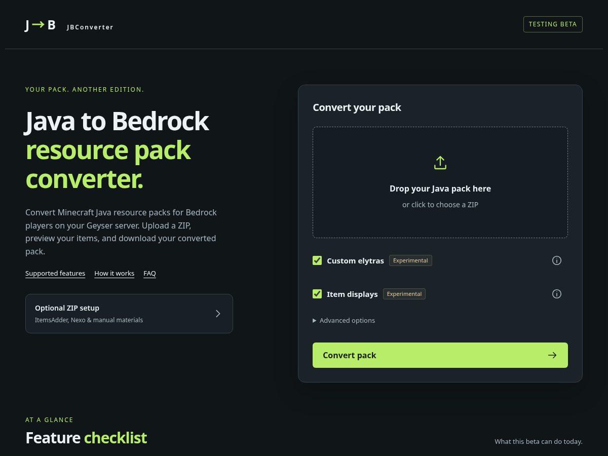 Landing-page snapshot of jbconverter.com