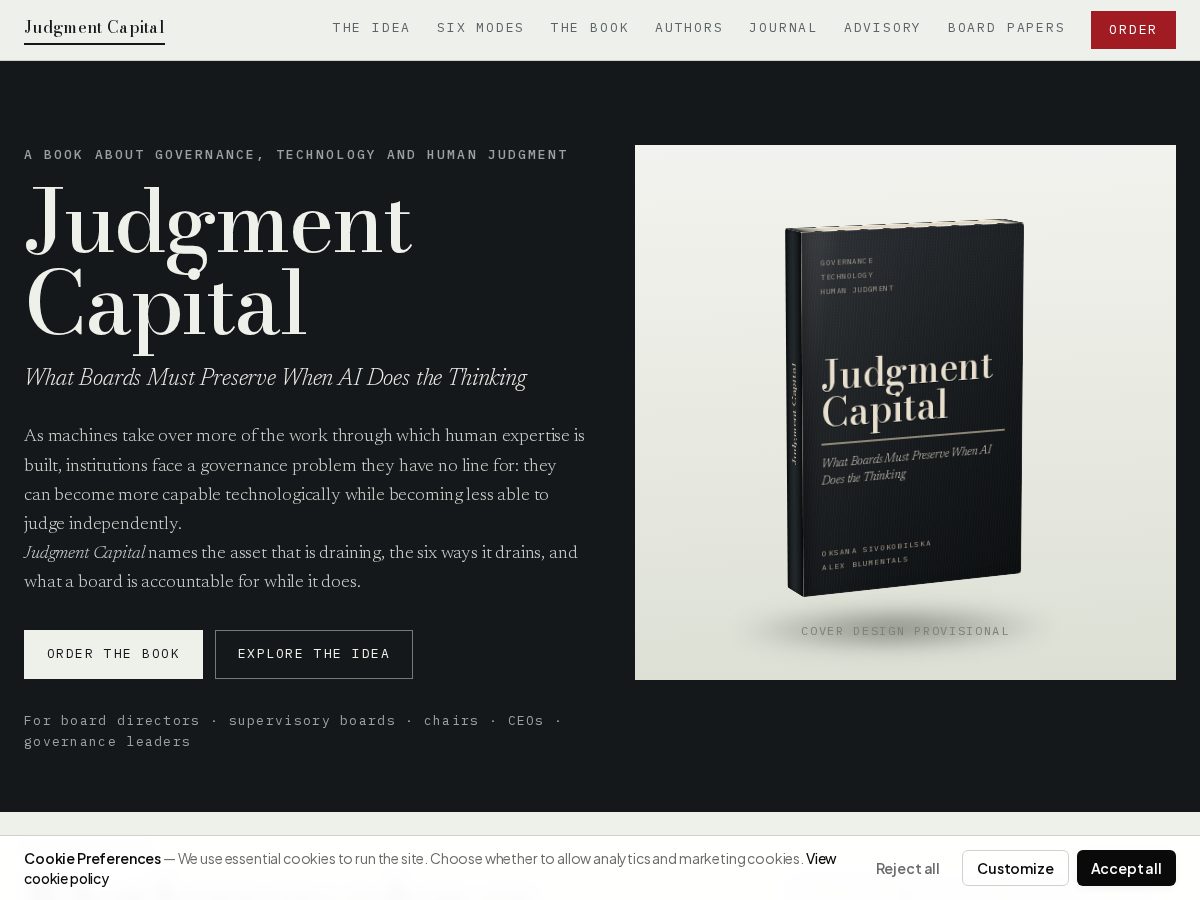 Landing-page snapshot of judgment-capital.com