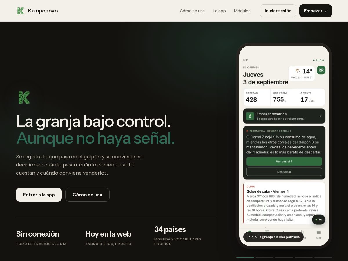 Landing-page snapshot of kamponovo.com