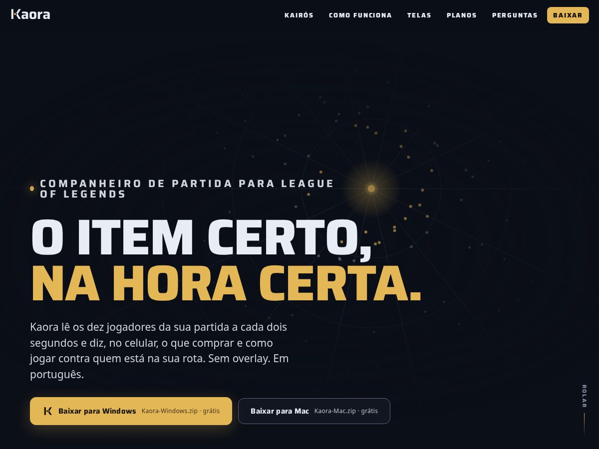 Landing-page snapshot of kaora.app