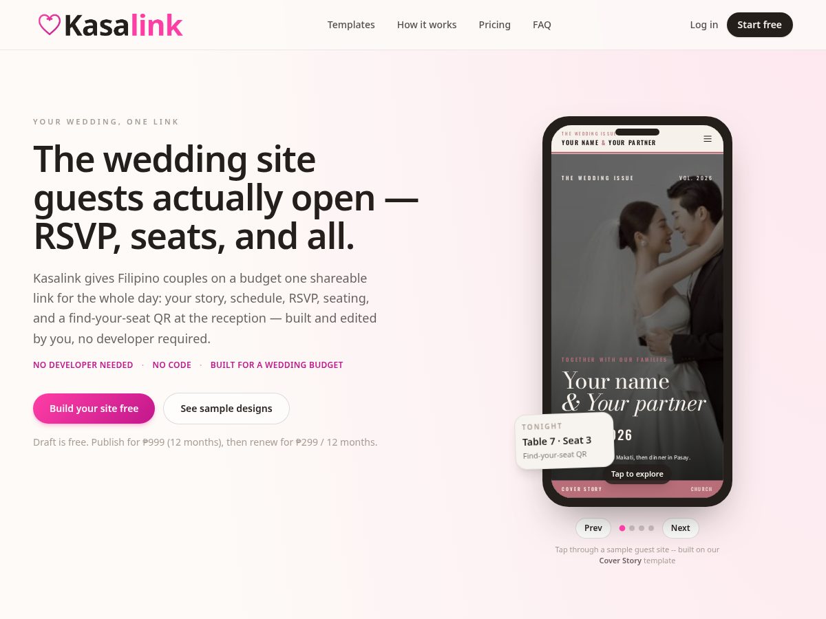 Landing-page snapshot of kasalink.click