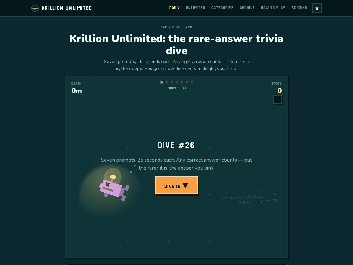 Landing-page snapshot of krillionunlimited.org