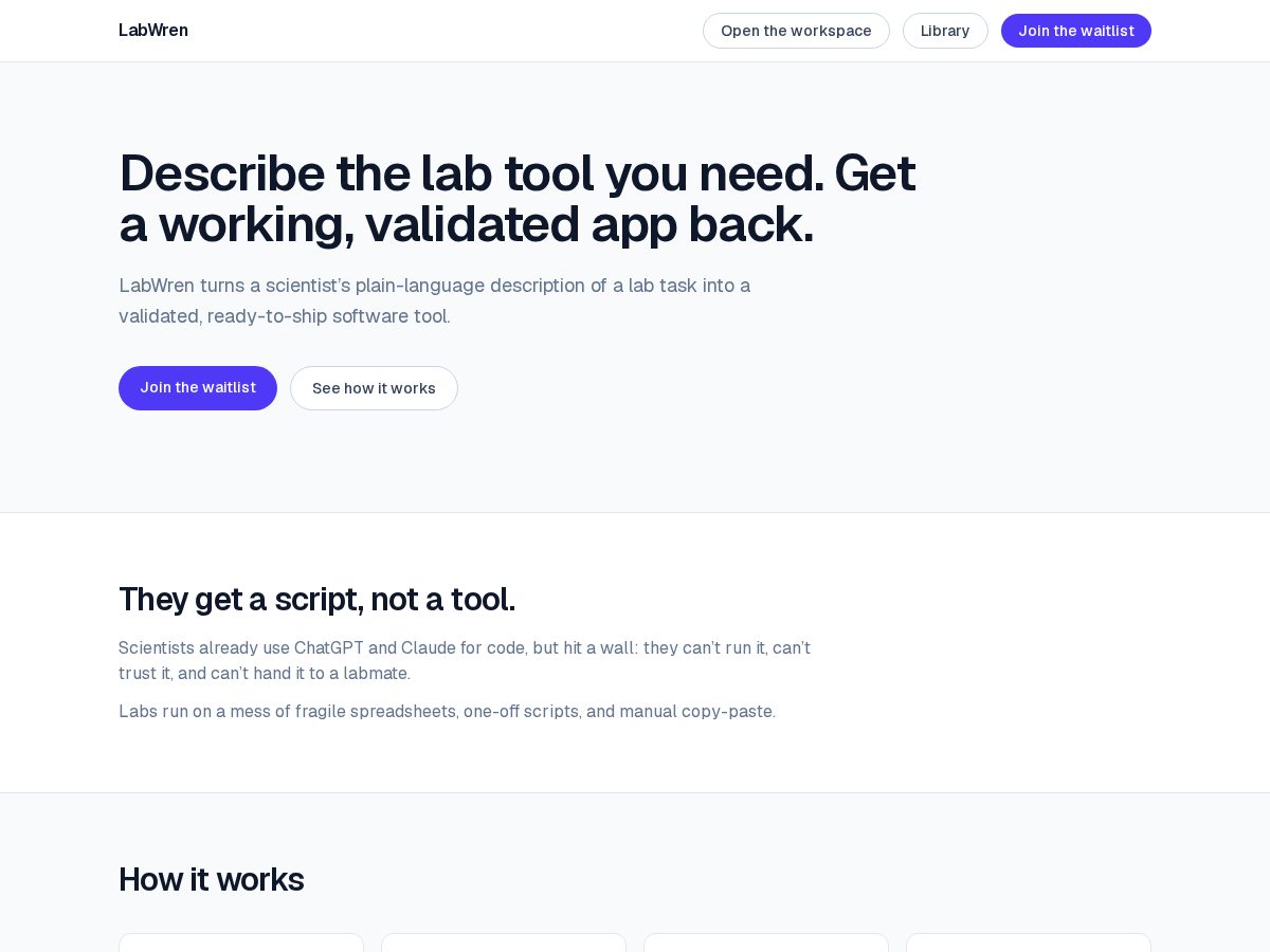 Landing-page snapshot of labwren.com
