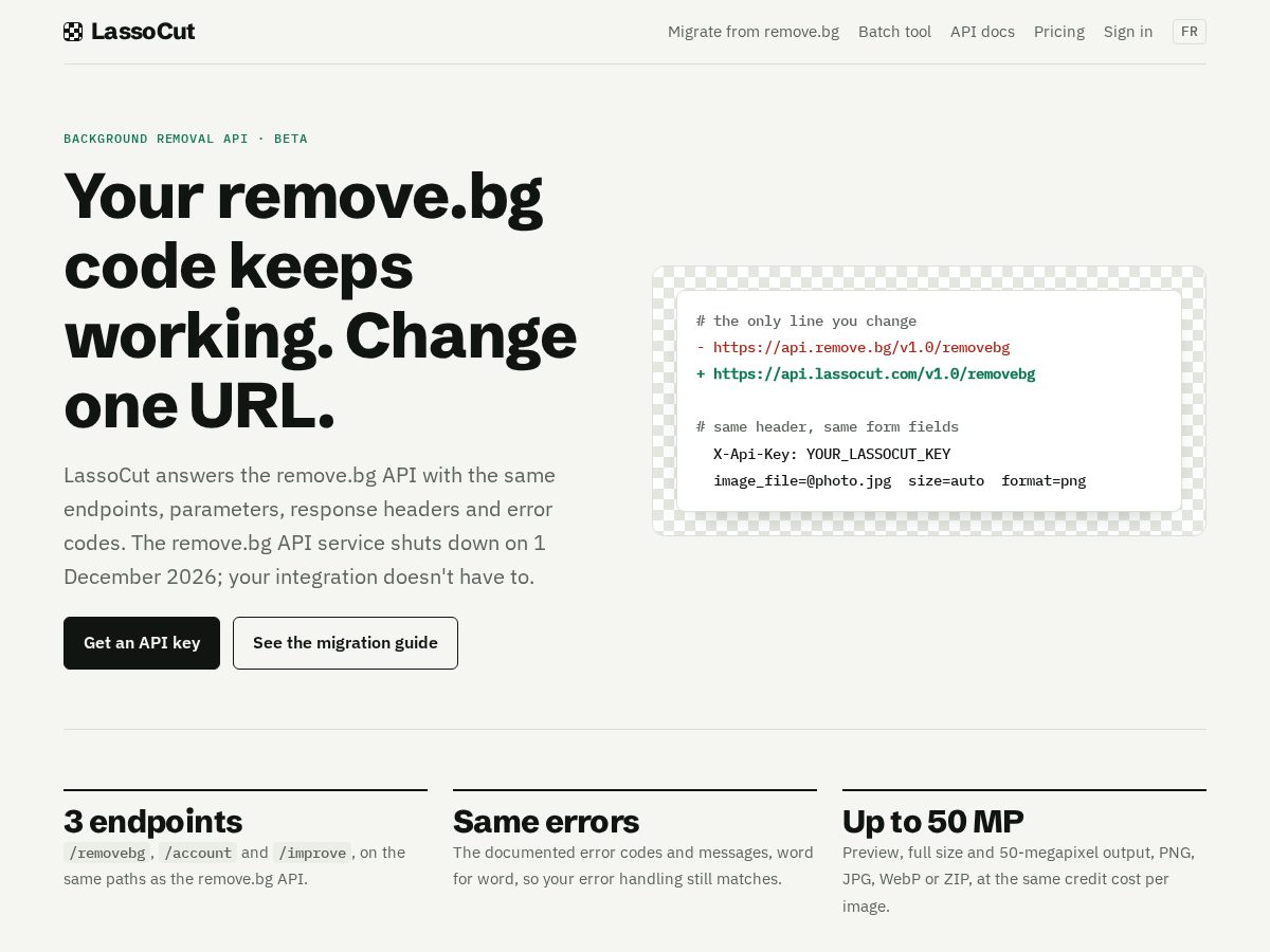 Landing-page snapshot of lassocut.com