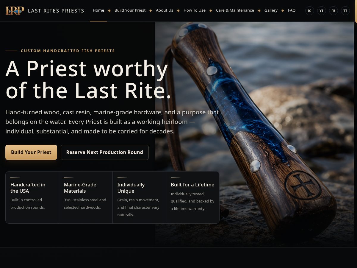 Landing-page snapshot of lastritespriests.com