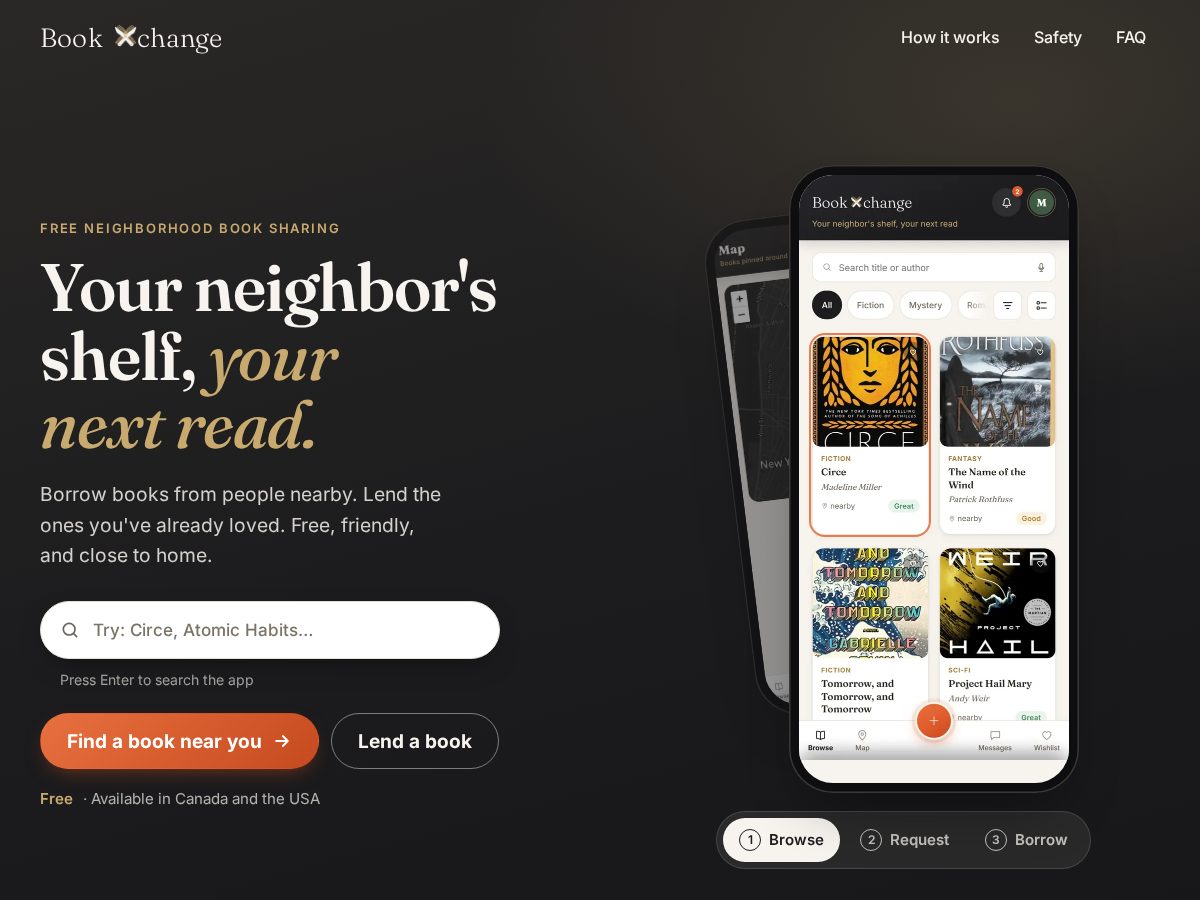 Landing-page snapshot of lendandborrowbooks.com