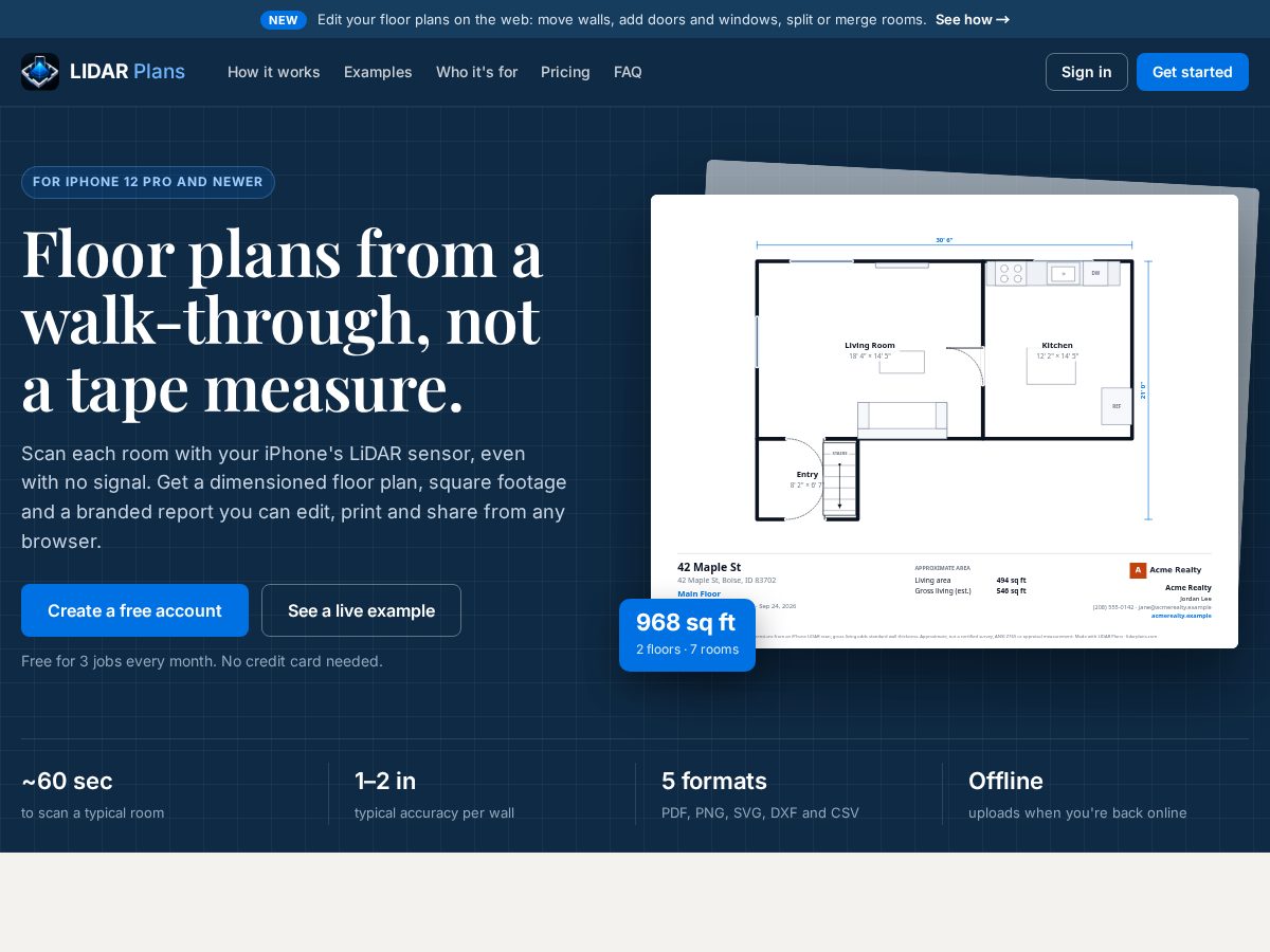 Landing-page snapshot of lidarplans.com