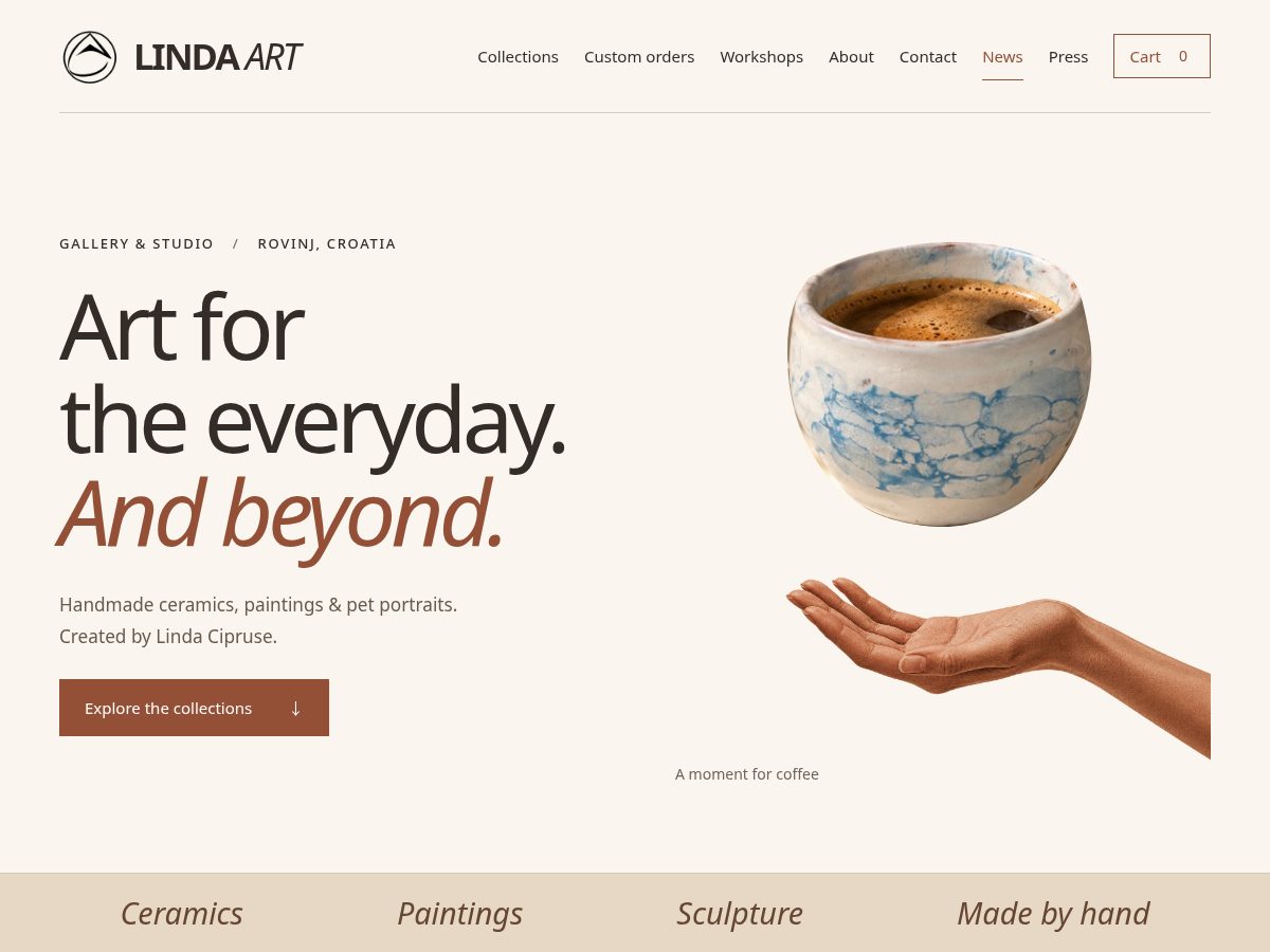 Landing-page snapshot of lindaartgallery.com