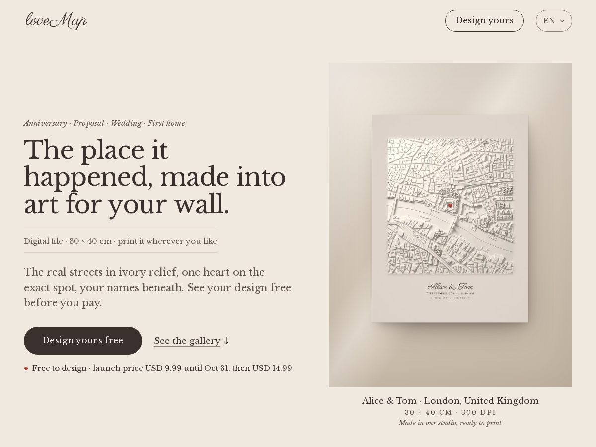 Landing-page snapshot of lovemapart.app