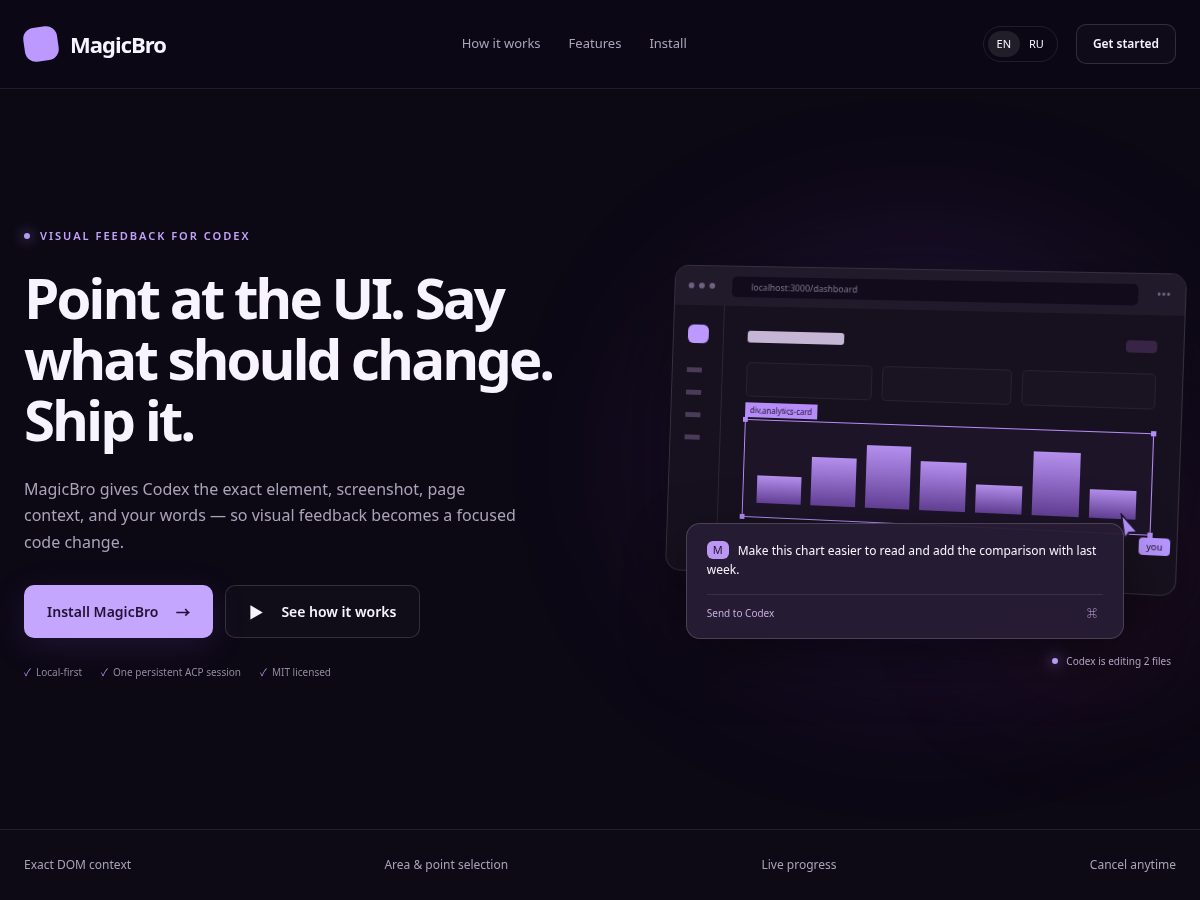 Landing-page snapshot of magicbro.app