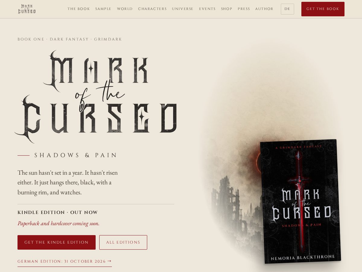 Landing-page snapshot of mark-of-the-cursed.com