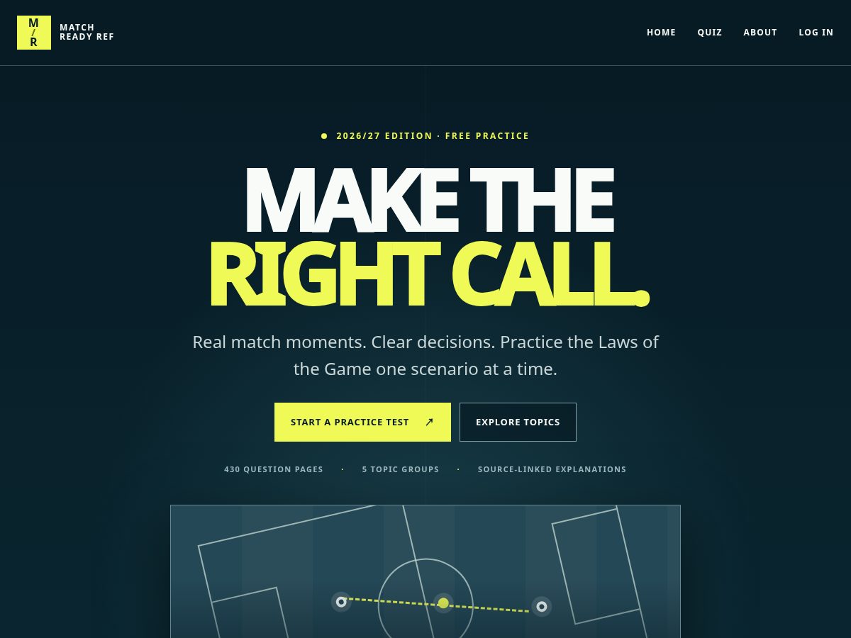 Landing-page snapshot of matchreadyref.com