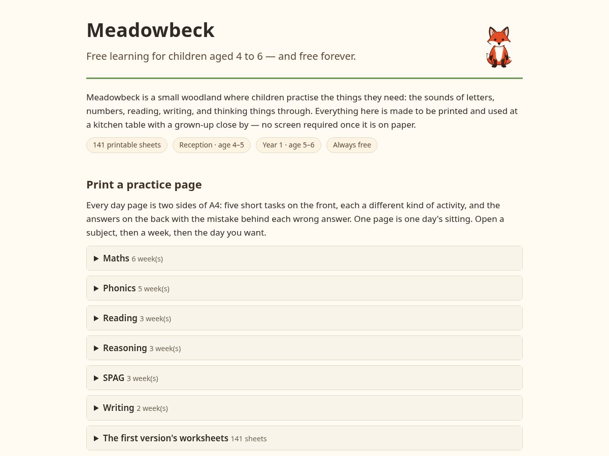 Landing-page snapshot of meadowbeck.org