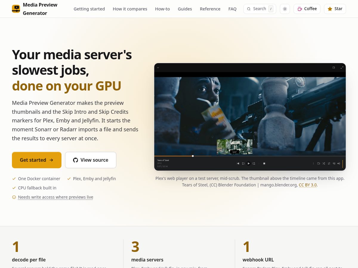 Landing-page snapshot of mediapreviewgenerator.dev