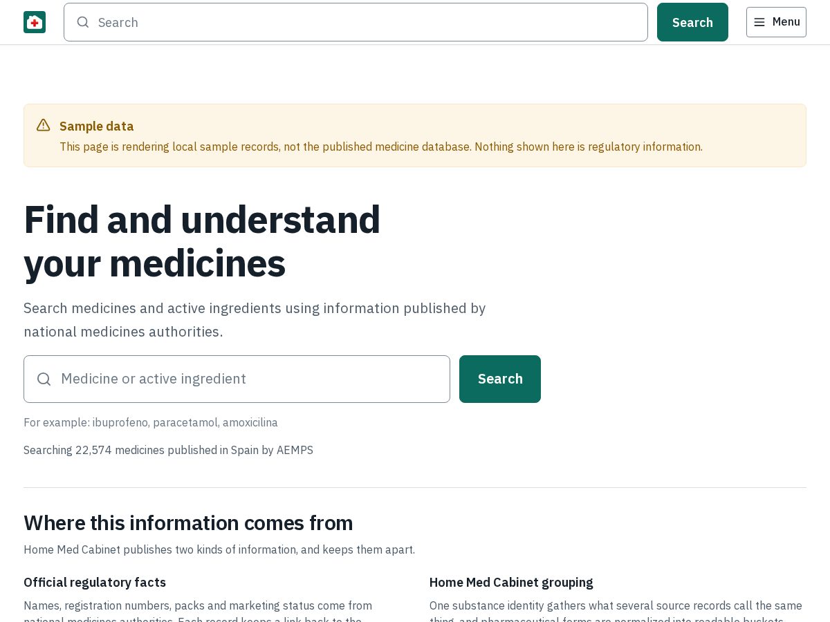 Landing-page snapshot of medicinebase.info