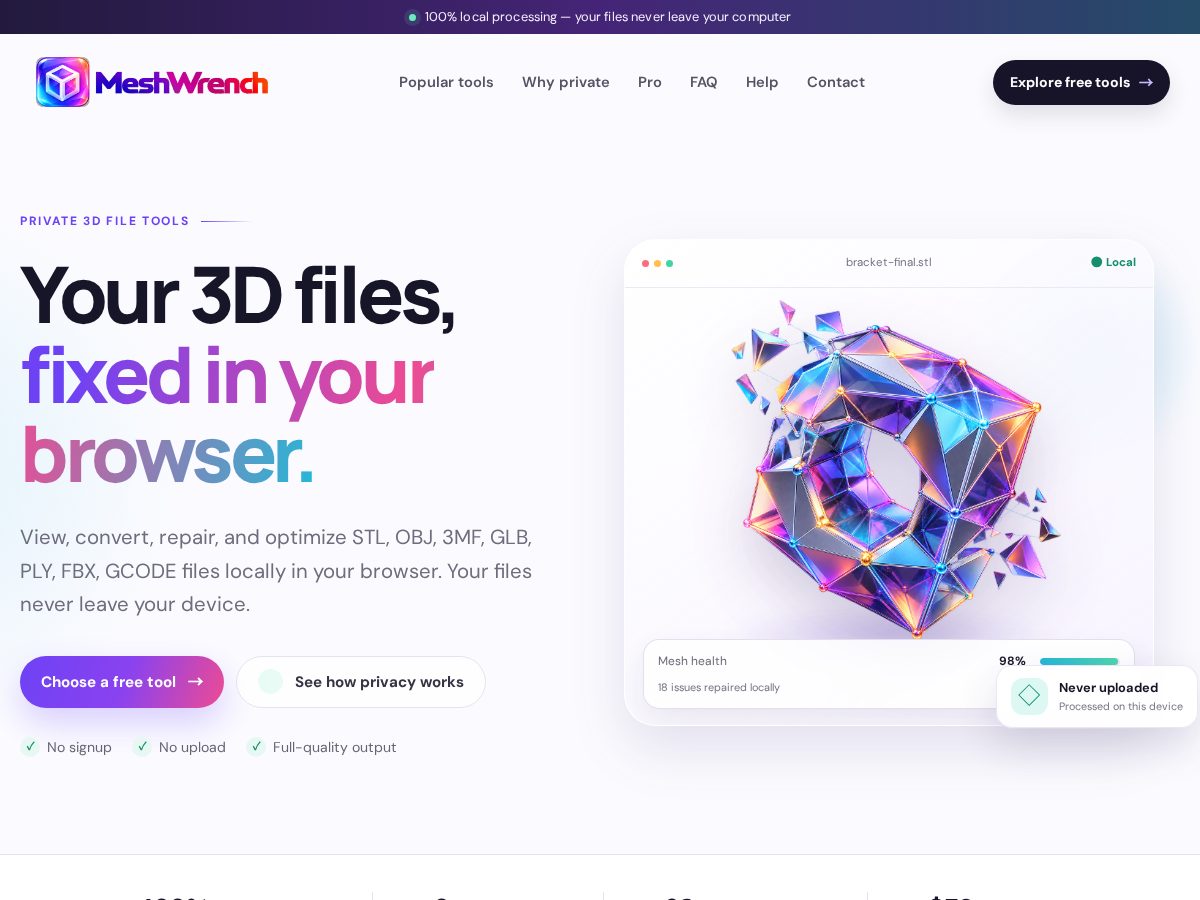 Landing-page snapshot of meshwrench.com