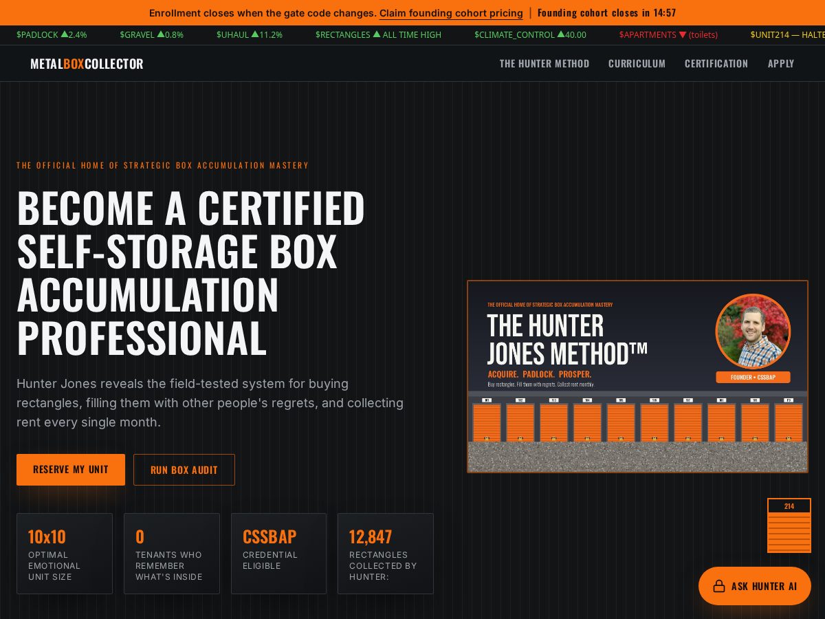 Landing-page snapshot of metalboxcollector.com