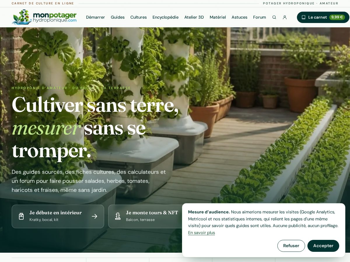 Landing-page snapshot of monpotagerhydroponique.com
