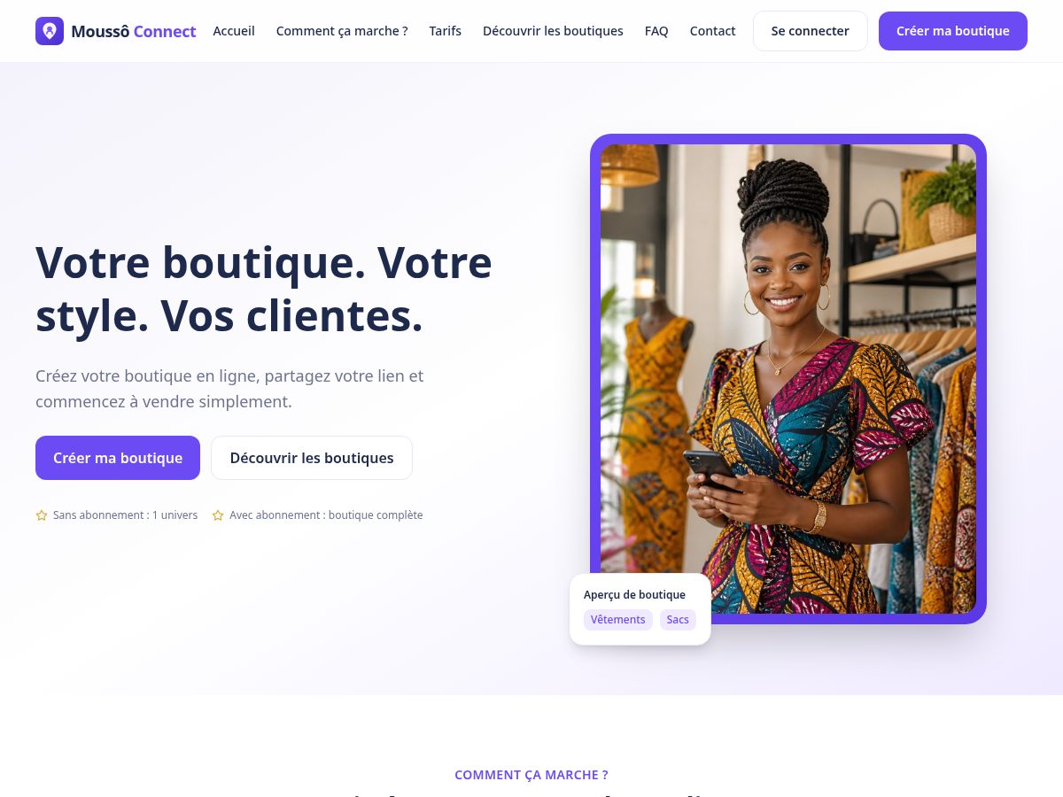Landing-page snapshot of moussoconnect.com