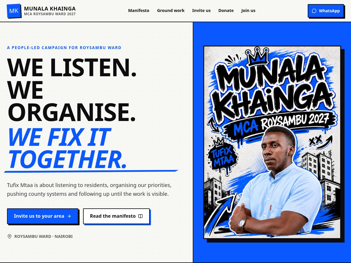 Landing-page snapshot of munalakhainga.com