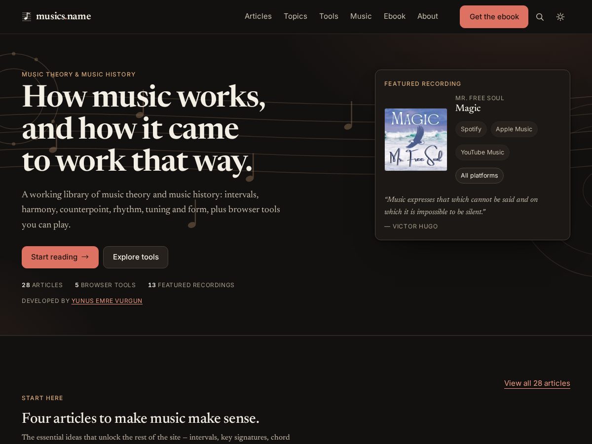 Landing-page snapshot of musics.name