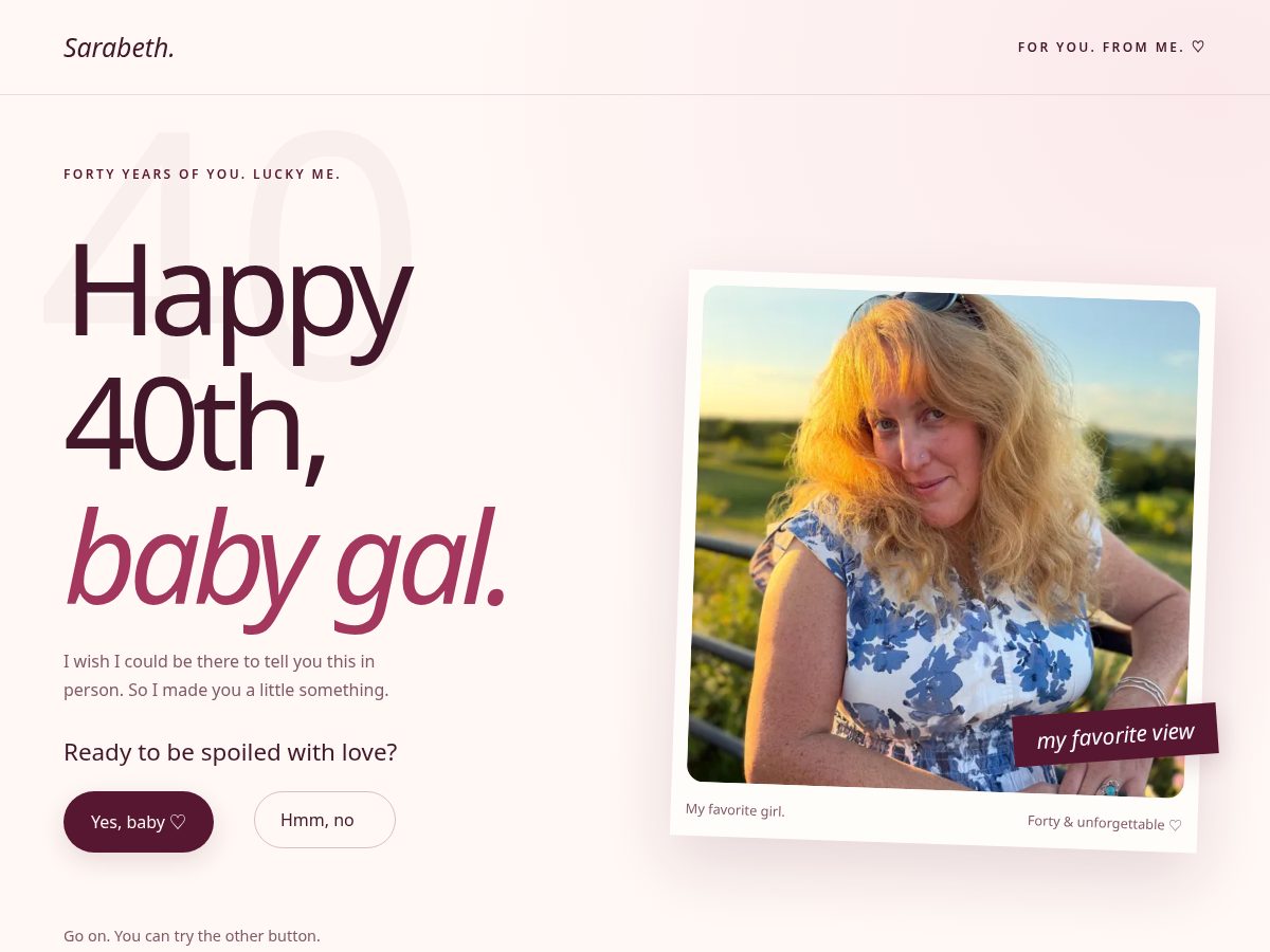 Landing-page snapshot of mybabygalsarabeth.com